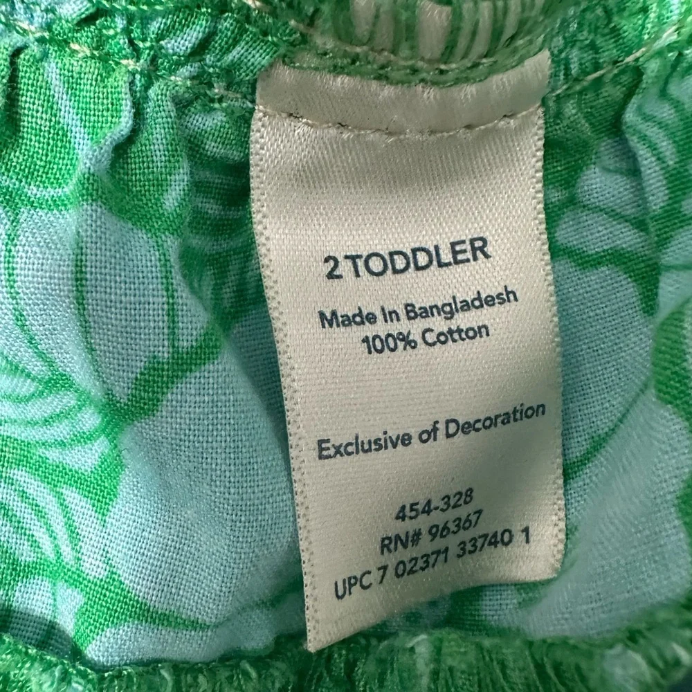 Oshkosh B’Gosh Green Floral Denim Overall Dress